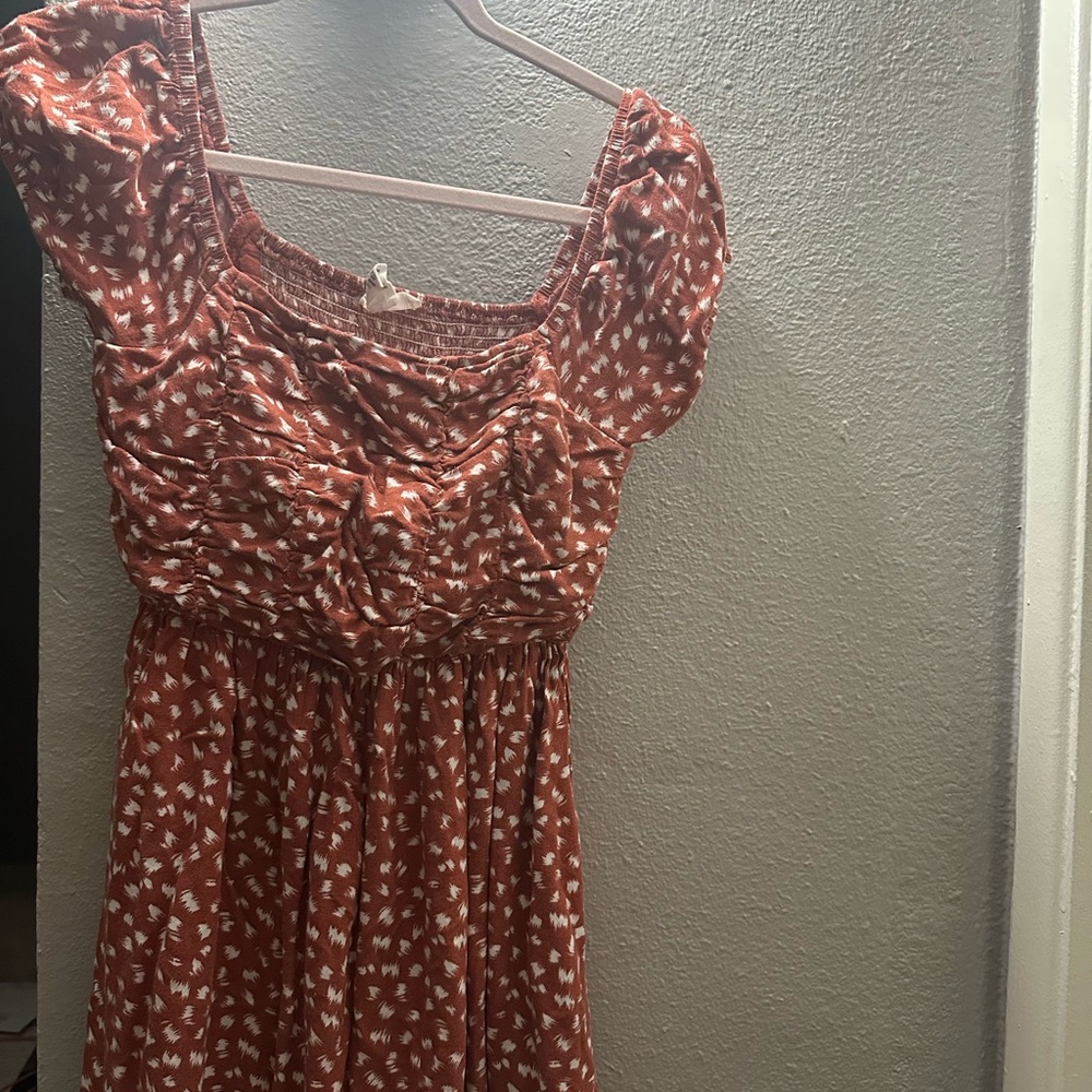 Elegant Rust Floral Mini Dress